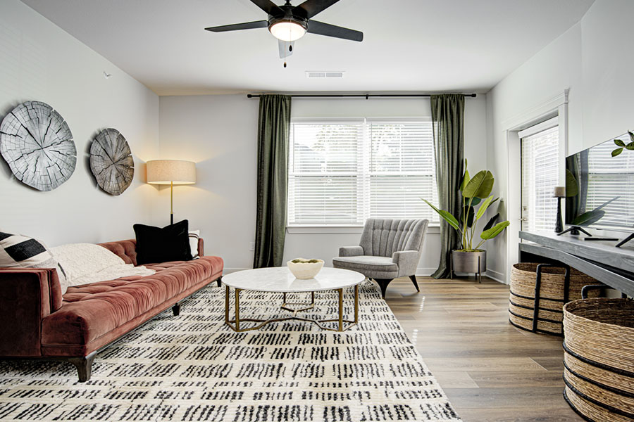 Apartment with large, well-lit living room